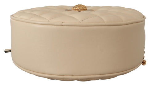 Versace White Nappa Leather Medusa Round Shoulder Bag